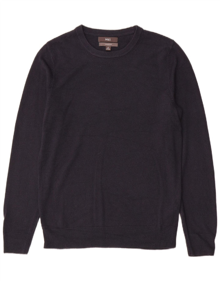 Ανδρικό πουλόβερ Marks & Spencer Crew Neck Jumper Μικρό Navy Blue Cashmere