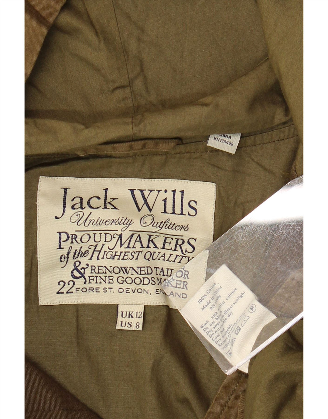 JACK WILLS Γυναικείο παλτό με κουκούλα αντιανεμικό UK 12 Medium Khaki