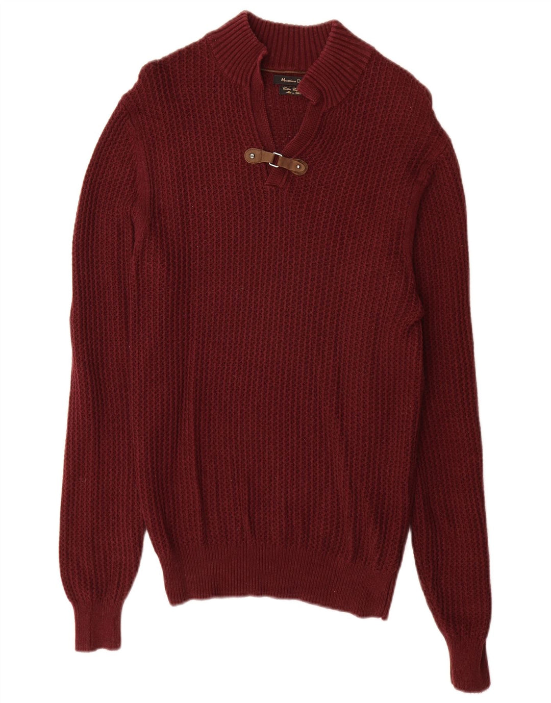Massimo Dutti Ανδρικό πουλόβερ με λαιμό χελώνα, μικρό βαμβακερό μπορντό