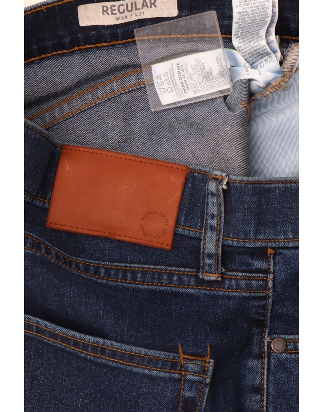 Ανδρικό τζιν κανονικό ίσιο MARKS & SPENCER W34 L31 Navy Blue Cotton