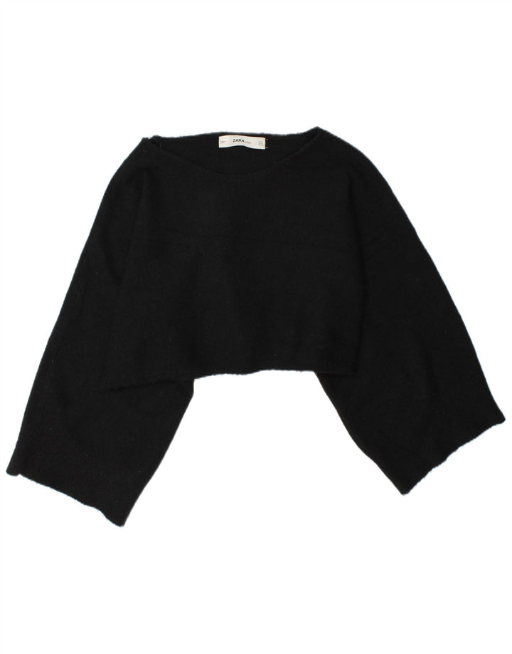Zara Γυναικείο Crop Oversized τοπ μακρυμάνικο UK 14 Medium Black