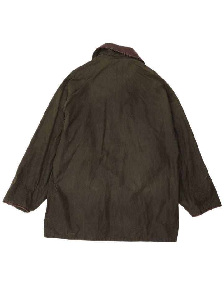 Vintage Ανδρικό κερωμένο βαμβακερό μπουφάν UK 38 Μεσαίου πράσινου χρώματος βαμβακερό