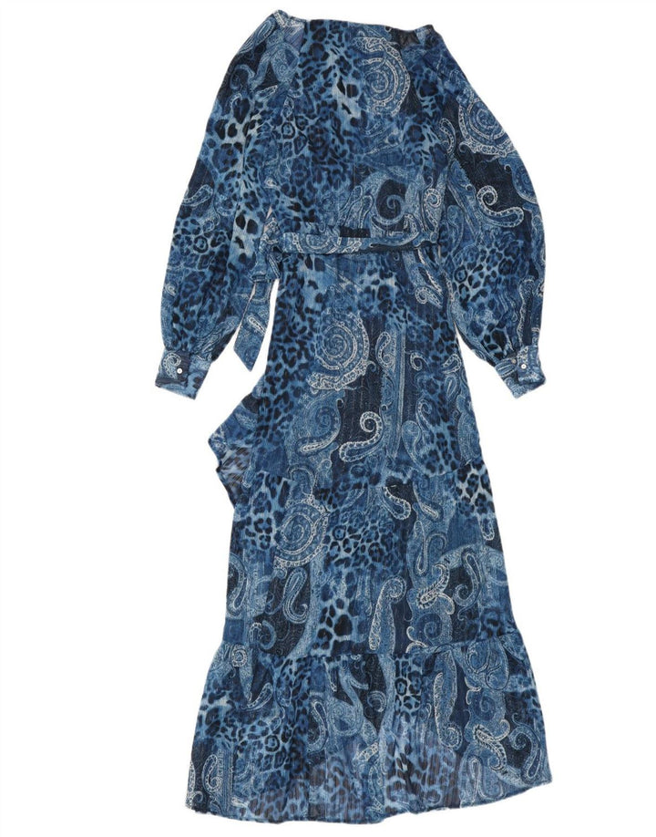 GUESS Γυναικείο ασύμμετρο φόρεμα UK 10 Small Blue Paisley Polyester