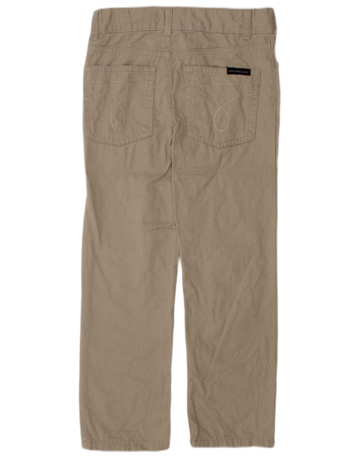 CALVIN KLEIN Boys Straight Chino Trousers 5-6 Years W24 L20 Beige Cotton
