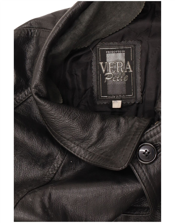 Vintage Ανδρικό Δερμάτινο Παλτό UK 42 XL Μαύρο Δερμάτινο
