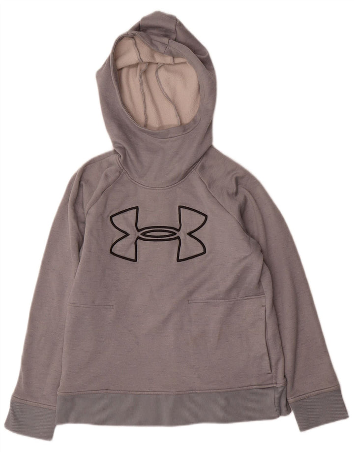 Under Armour Womens Graphic Hoodie Jumper UK 14 Medium Grey Polyester