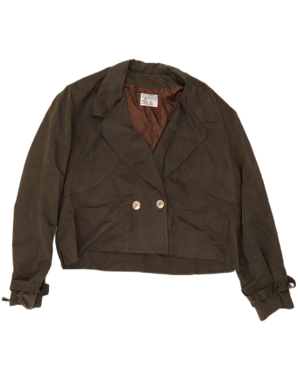 Vintage Γυναικείο Crop Διπλό Μπουφάν UK 18 XL Khaki Viscose