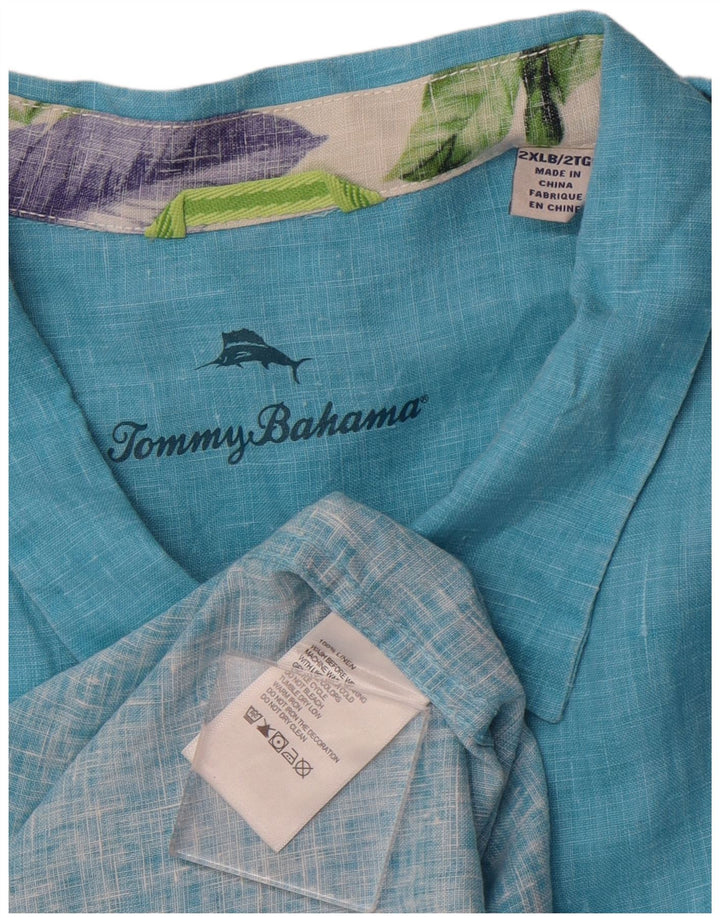 Κοντομάνικο πουκάμισο Tommy Bahama Ανδρικό Grant Fit 2XL μπλε λινό