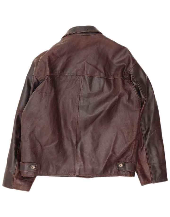 Vintage Ανδρικό Δερμάτινο Μπουφάν UK 36 Small Brown Δερμάτινο