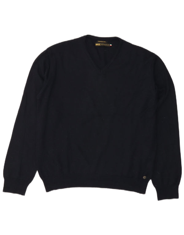 RIFLE Γυναικείο πουλόβερ με V λαιμόκοψη UK 18 XL Navy Blue Ακρυλικό