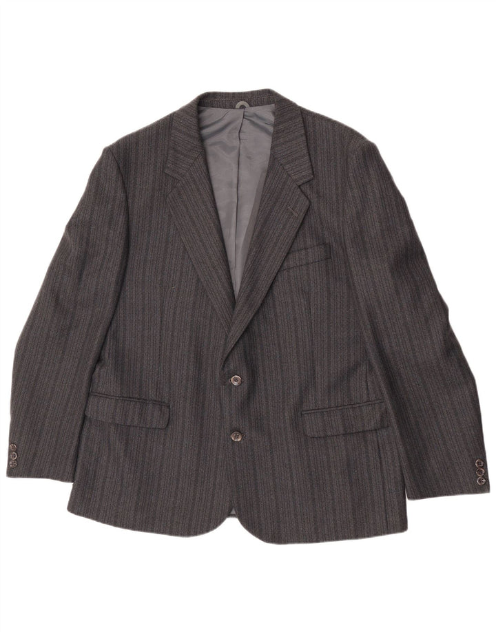 Vintage ανδρικό σακάκι blazer UK 44 2XL γκρι ριγέ τερυλένιο