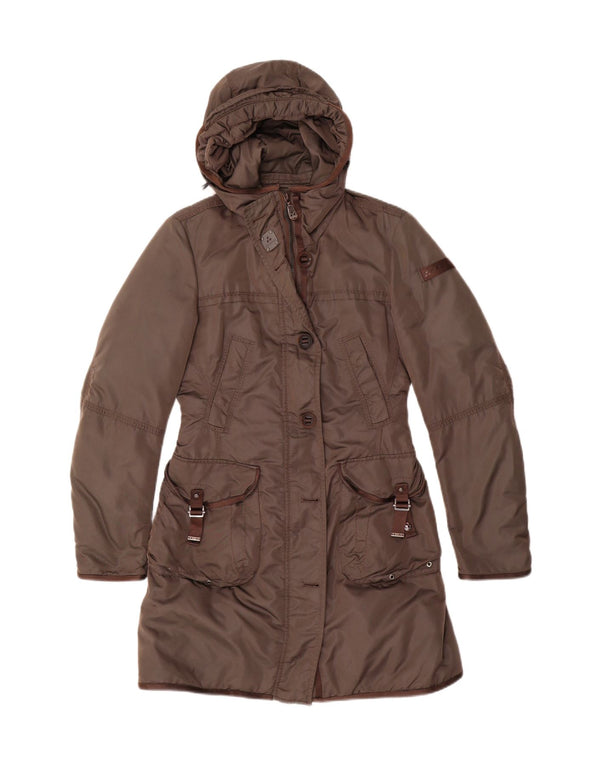 PEUTEREY Γυναικείο παλτό με κουκούλα IT 40 Small Khaki Polyester