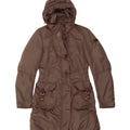 PEUTEREY Γυναικείο παλτό με κουκούλα IT 40 Small Khaki Polyester