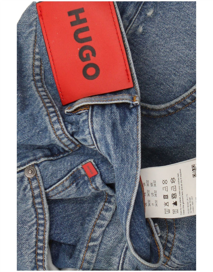 Ανδρικό τζιν HUGO BOSS Distressed Straight W34 L27 Μπλε βαμβακερό