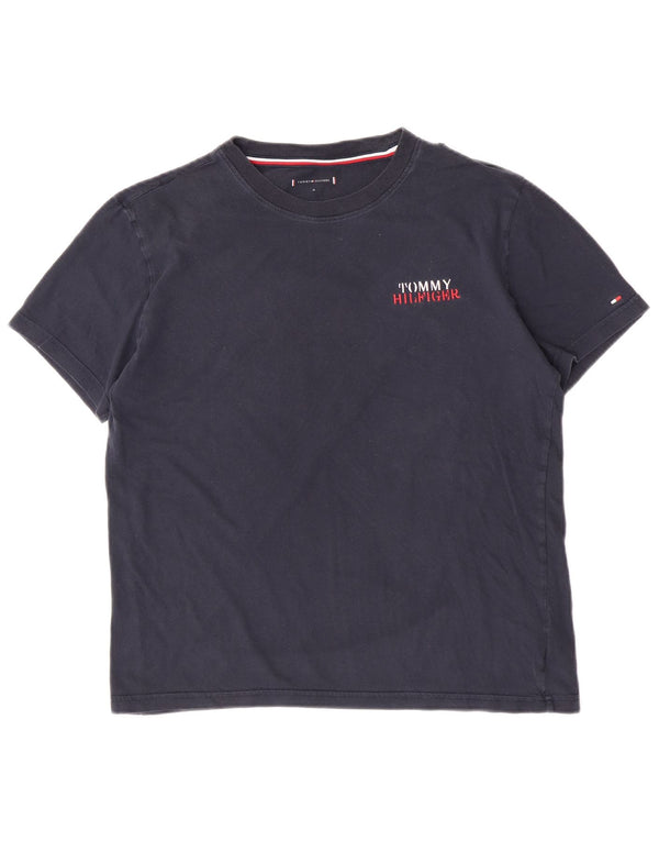 Tommy Hilfiger Γυναικείο T-Shirt Top UK 14 Medium Navy Blue Cotton