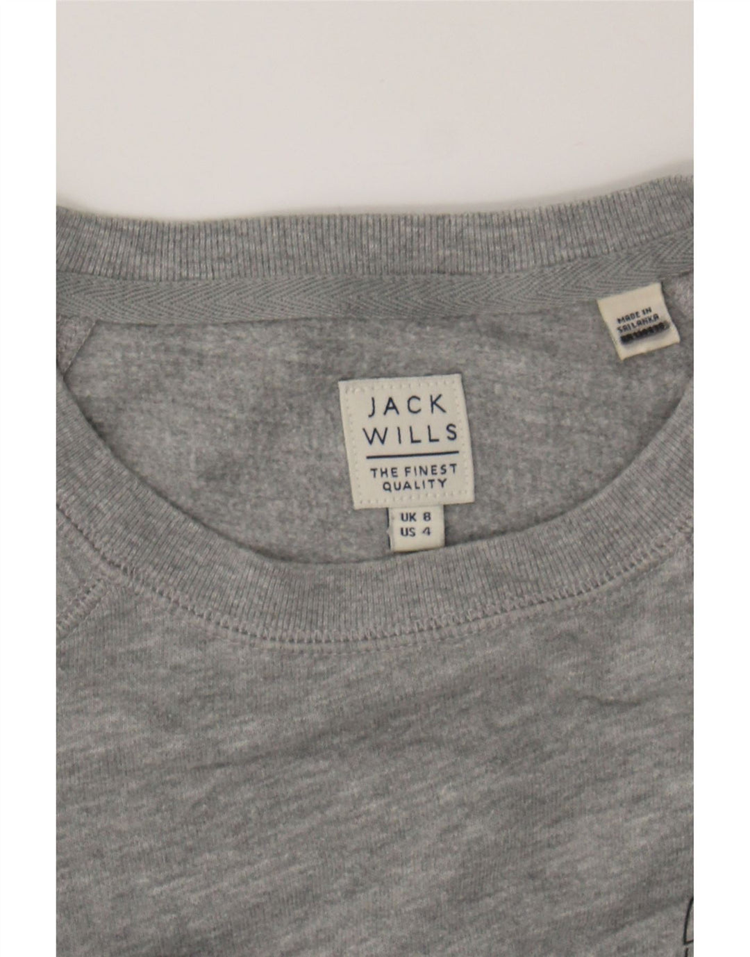 JACK WILLS Womens Sweatshirt Jumper UK 8 Small Grey Cotton Vintage Jack Wills and Second-Hand Jack Wills from Messina Hembry 