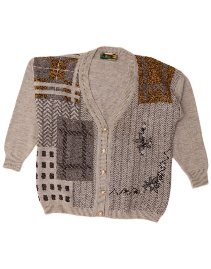 Vintage γυναικείο πουλόβερ ζακέτα UK 18 XL γκρι συνονθύλευμα