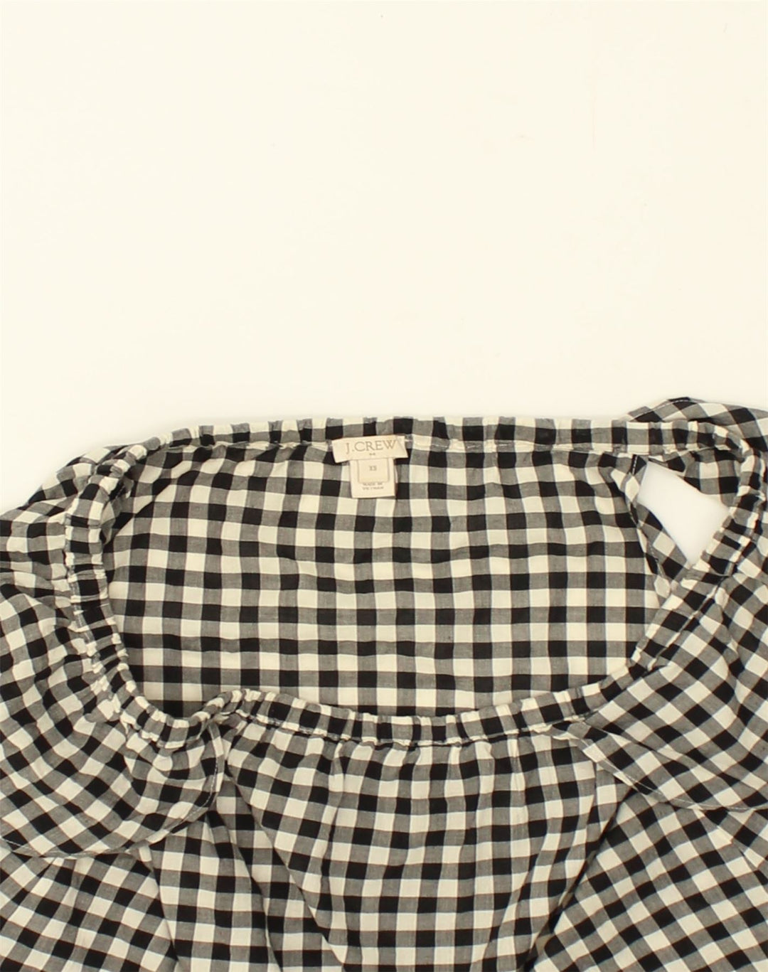 J. CREW Womens Oversized Off Shoulder Top UK 6 XS Black Gingham Cotton | Vintage J. Crew | Thrift | Second-Hand J. Crew | Used Clothing | Messina Hembry 