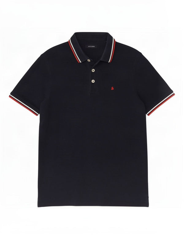 Ανδρικό μπλουζάκι πόλο Jack & Jones, Βαμβακερό, με μεσαίο ναυτικό μπλε ριγέ