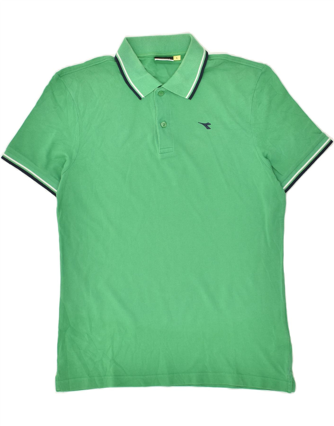 DIADORA Mens Polo Shirt Large Green Cotton | Vintage Diadora | Thrift | Second-Hand Diadora | Used Clothing | Messina Hembry 