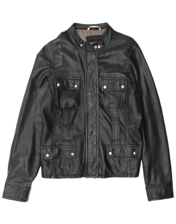 SANDRO FERRONE Γυναικείο Δερμάτινο Μπουφάν UK 14 Large Μαύρο Δερμάτινο