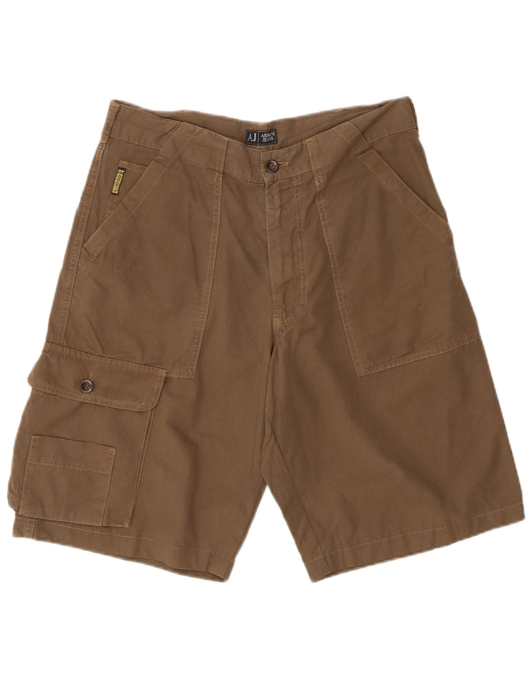 Armani Mens Cargo Shorts IT 46 Small W30 Brown Cotton