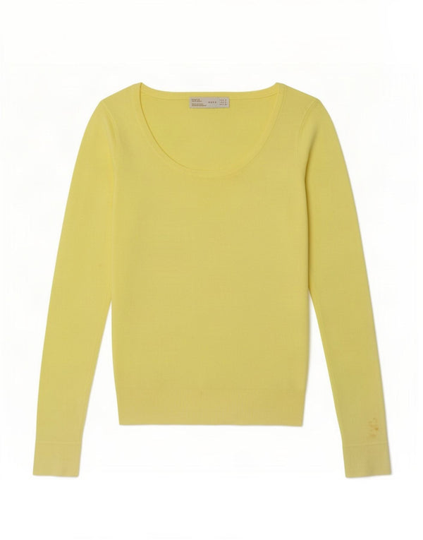 Zara Γυναικείο πουλόβερ με λαιμόκαυμα UK 10 Small Yellow Rayon
