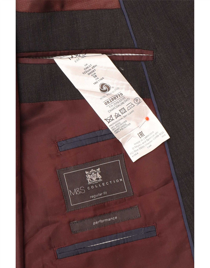 Marks & Spencer Ανδρικό σακάκι σακάκι με 2 κουμπιά UK 48 2XL γκρι μαλλί