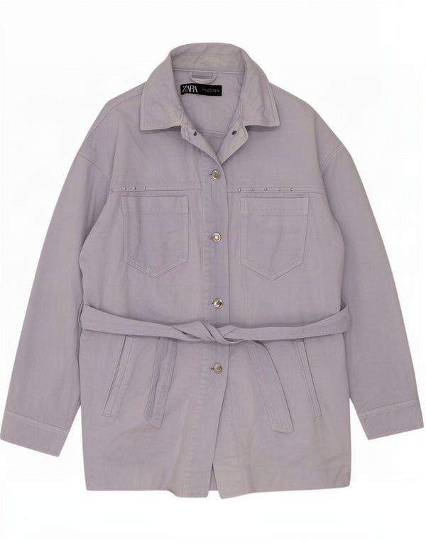 Zara Γυναικείο Oversized Utility Jacket UK 14 Medium Blue Cotton