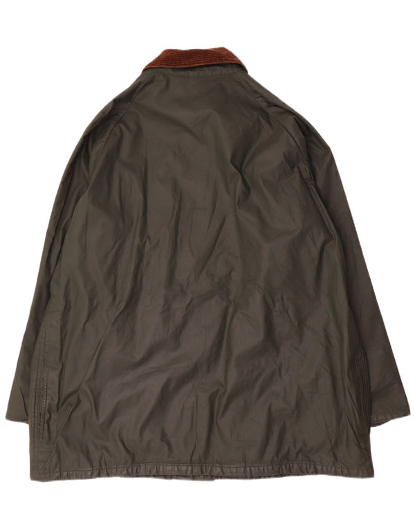 Vintage Ανδρικό Loose Fit κερωμένο βαμβακερό μπουφάν μεγάλο πράσινο