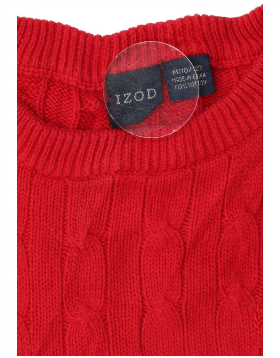 Izod Γυναικείο πουλόβερ με λαιμόκαυστο US 10/12 Μεσαίο κόκκινο βαμβακερό