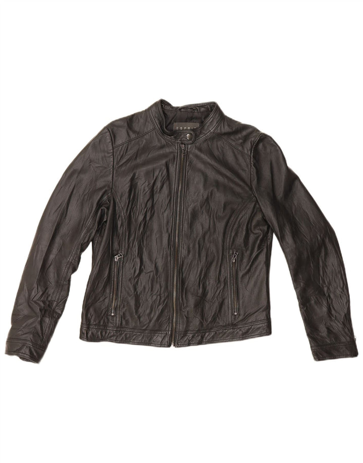 Esprit Γυναικείο Δερμάτινο Μπουφάν Racer UK 16 Μεγάλο Δερμάτινο Μαύρο