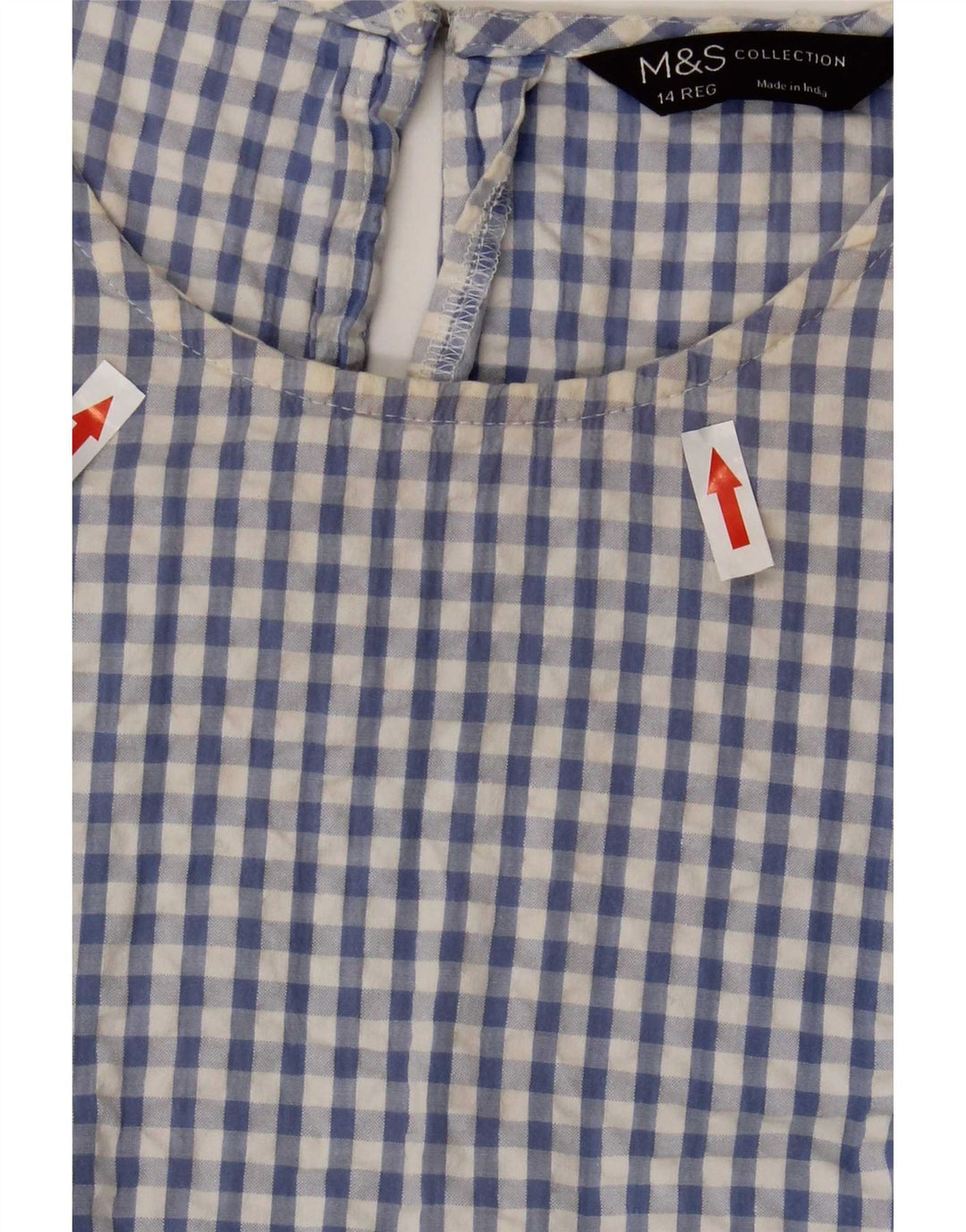 Marks & Spencer Γυναικείο Maxi Φόρεμα UK 14 Medium Blue Gingham Cotton