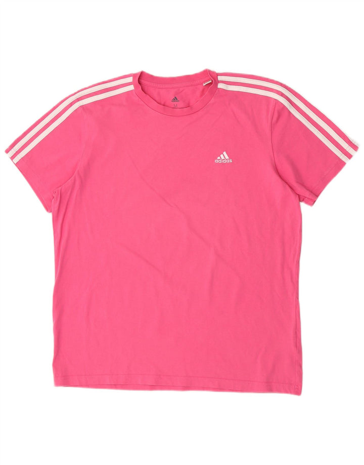 Adidas Γυναικείο T-Shirt Top UK 12/14 Μεσαίο ροζ βαμβακερό