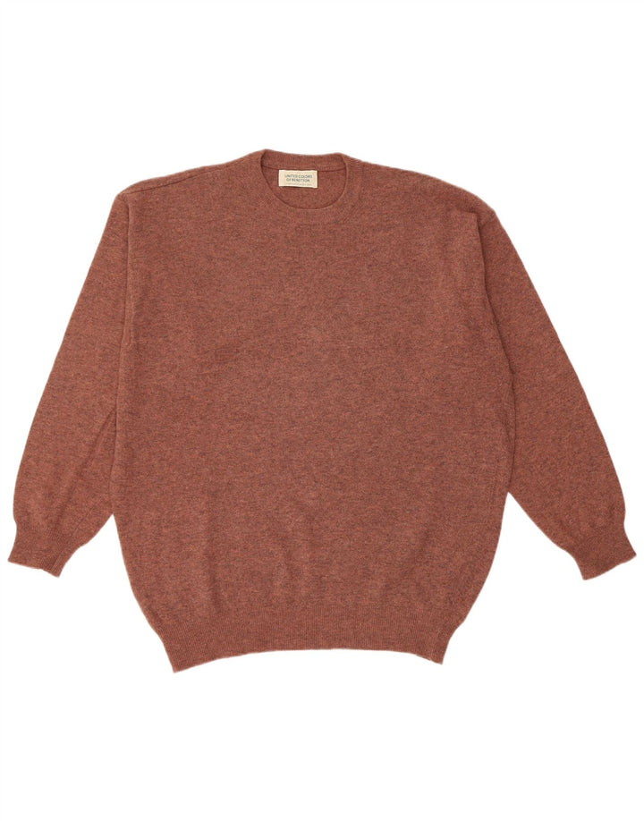 Ανδρικό πουλόβερ Benetton Crew Neck Jumper Μεγάλο Καφέ Νέο Μαλλί
