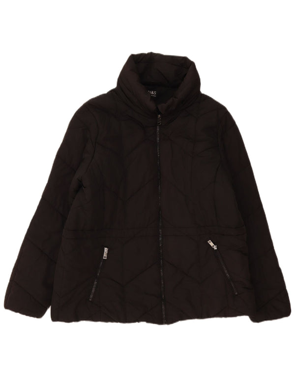 Marks & Spencer Γυναικείο μπουφάν με επένδυση UK 18 XL μαύρο πολυεστέρα