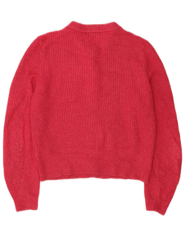 Marks & Spencer Γυναικείο πουλόβερ Crop Cardigan UK 12 Medium Pink Acrylic