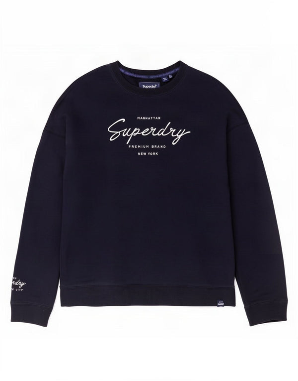Superdry Γυναικεία γραφική φούτερ Jumper UK 8 Small Navy Blue Viscose