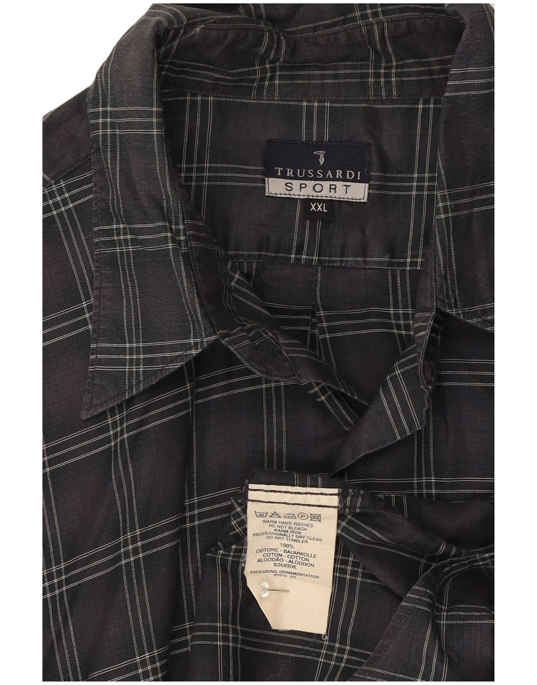 Ανδρικό πουκάμισο Trussardi 2XL γκρι βαμβακερό καρό