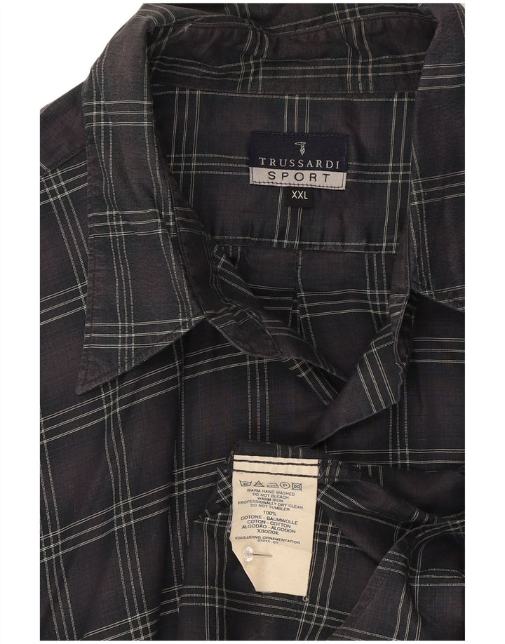 Ανδρικό πουκάμισο Trussardi 2XL γκρι βαμβακερό καρό