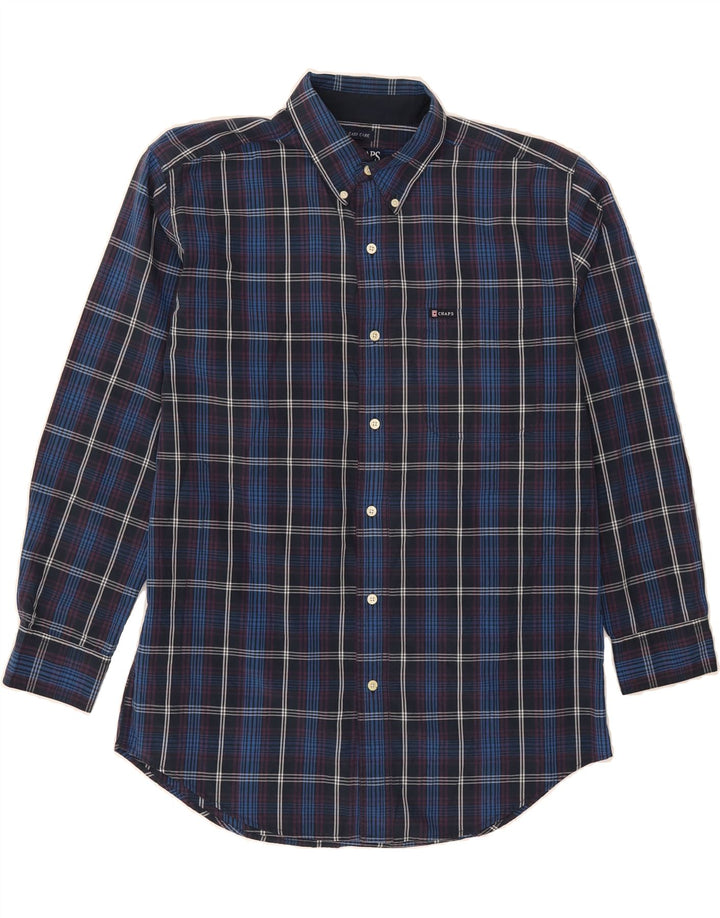 CHAPS Mens Shirt Medium Navy Blue Check Cotton Vintage Chaps and Second-Hand Chaps from Messina Hembry 