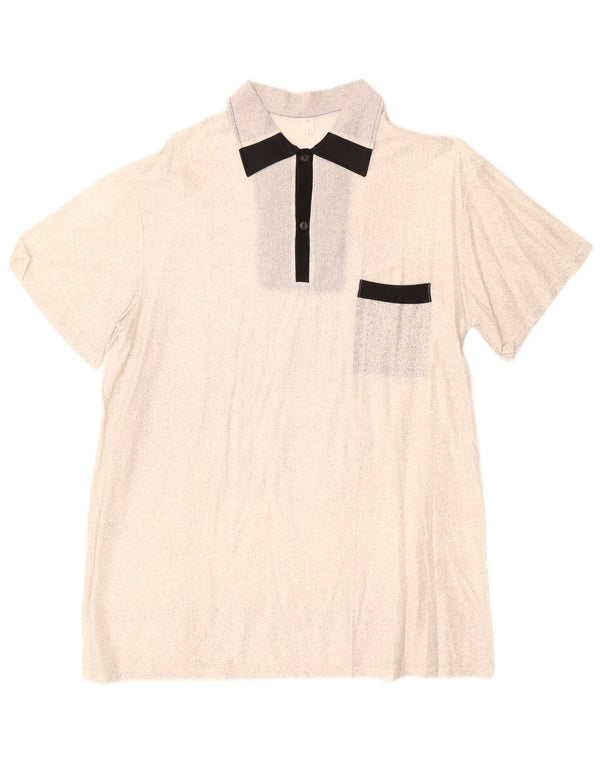 Vintage ανδρικό κοντομάνικο πουλόβερ πουκάμισο IT 52 Μεγάλο υπόλευκο φλύκταρο