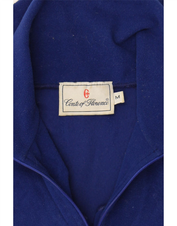 CONTE OF FLORENCE Mens Zip Neck Fleece Jumper Medium Navy Blue Polyester Vintage Conte of Florence and Second-Hand Conte of Florence from Messina Hembry 