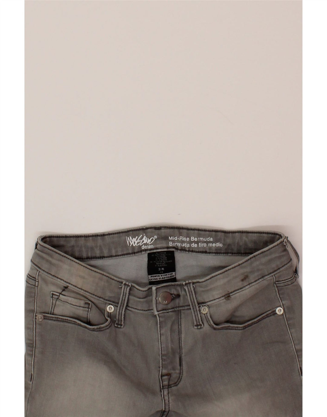 MOSSIMO Womens Bermuda Denim Shorts US 2 XS W26 Grey Cotton Vintage Mossimo and Second-Hand Mossimo from Messina Hembry 