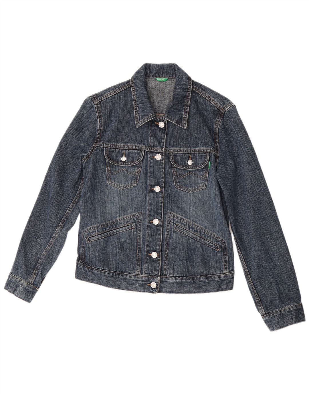 Benetton Γυναικείο Τζιν Μπουφάν UK 10 Small Blue Cotton