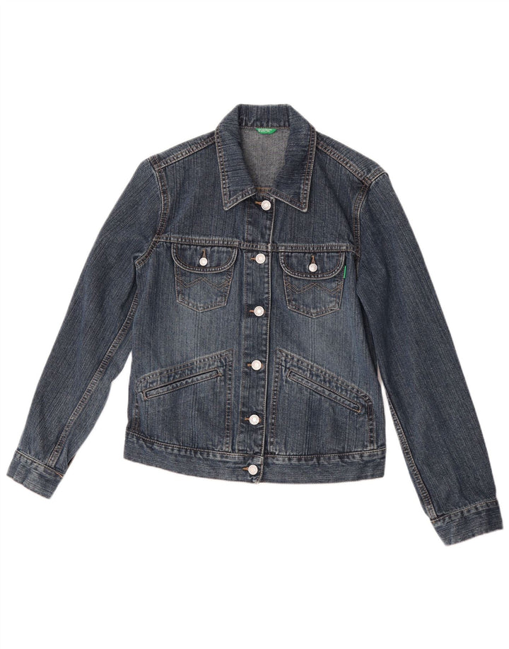 Benetton Γυναικείο Τζιν Μπουφάν UK 10 Small Blue Cotton