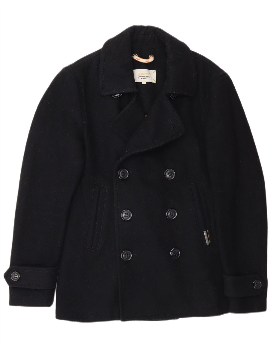 Superdry Ανδρικό παλτό μπιζελιού UK 36 Small Navy Blue Wool