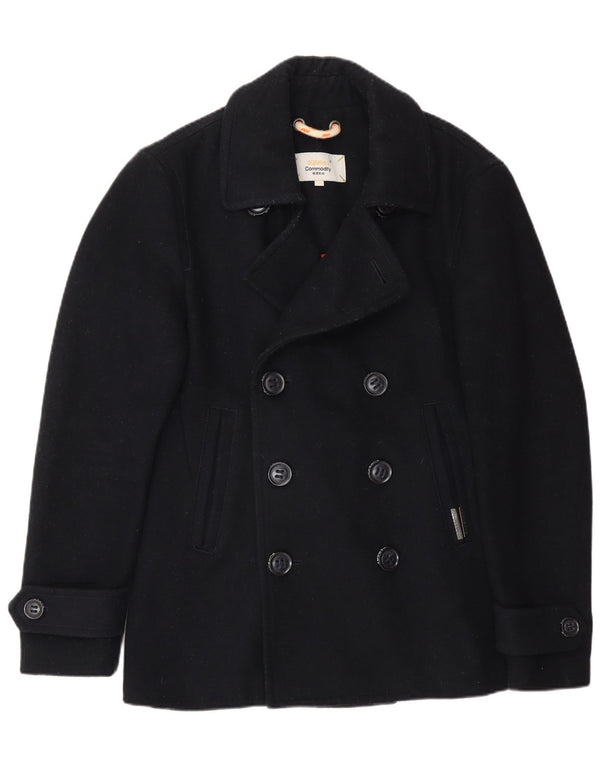 Superdry Mens Pea Coat UK 36 Small Navy Blue Wool