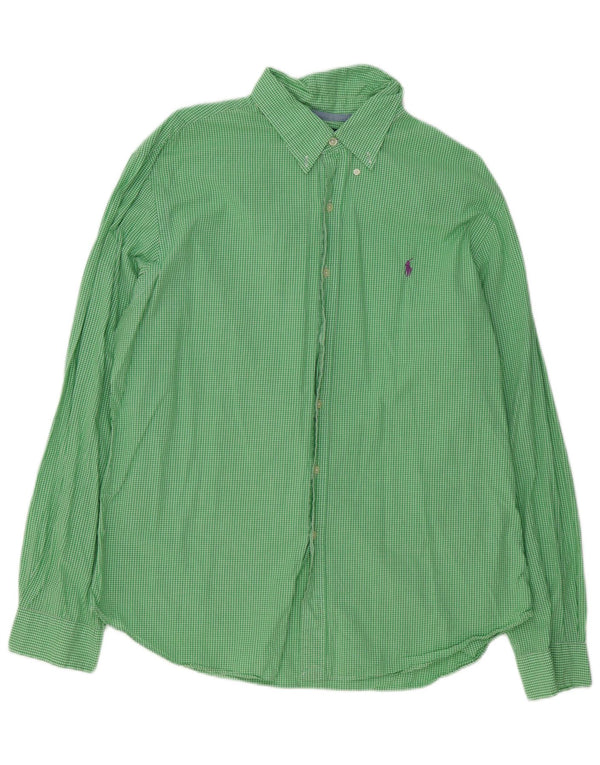 Polo Ralph Lauren Mens Slim Fit Shirt XL Green Gingham Cotton
