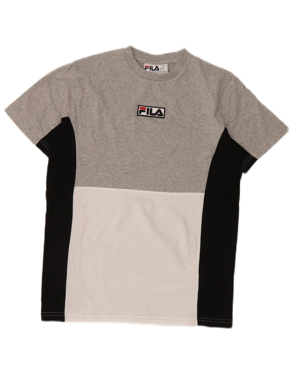 Fila Mens T-Shirt Top XS Grey Colourblock Cotton